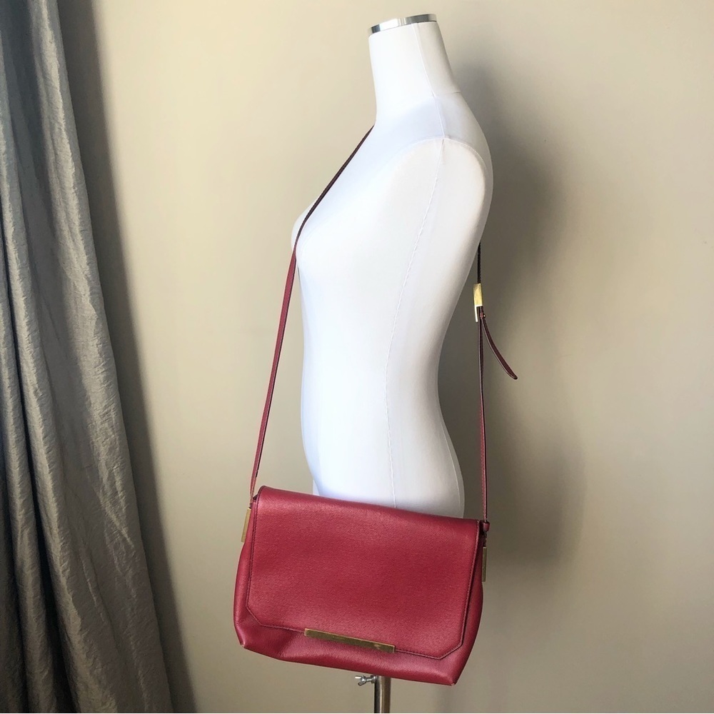 Red Safiano Leather Crossbody Bag Gold Hardware